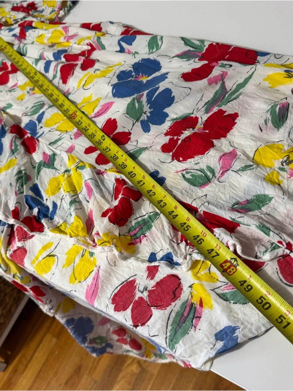 RIXO whimsy boho White Floral Maxi Dress with Red, Blue, Yellow & Green Blooms - Picture 6 of 7